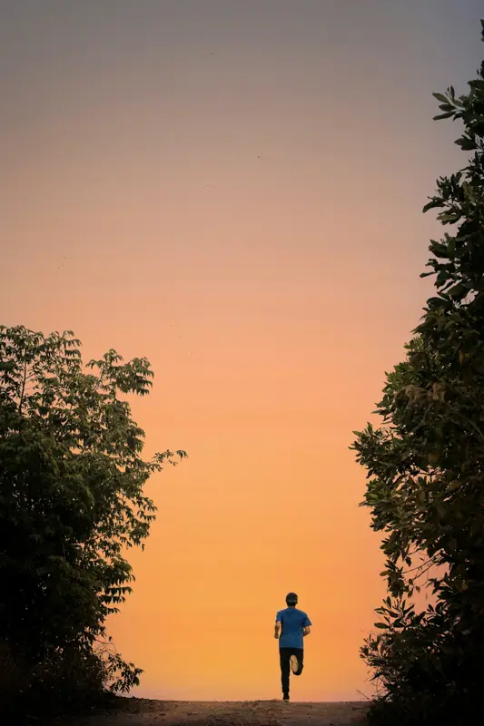 Runner on a path at sunset
